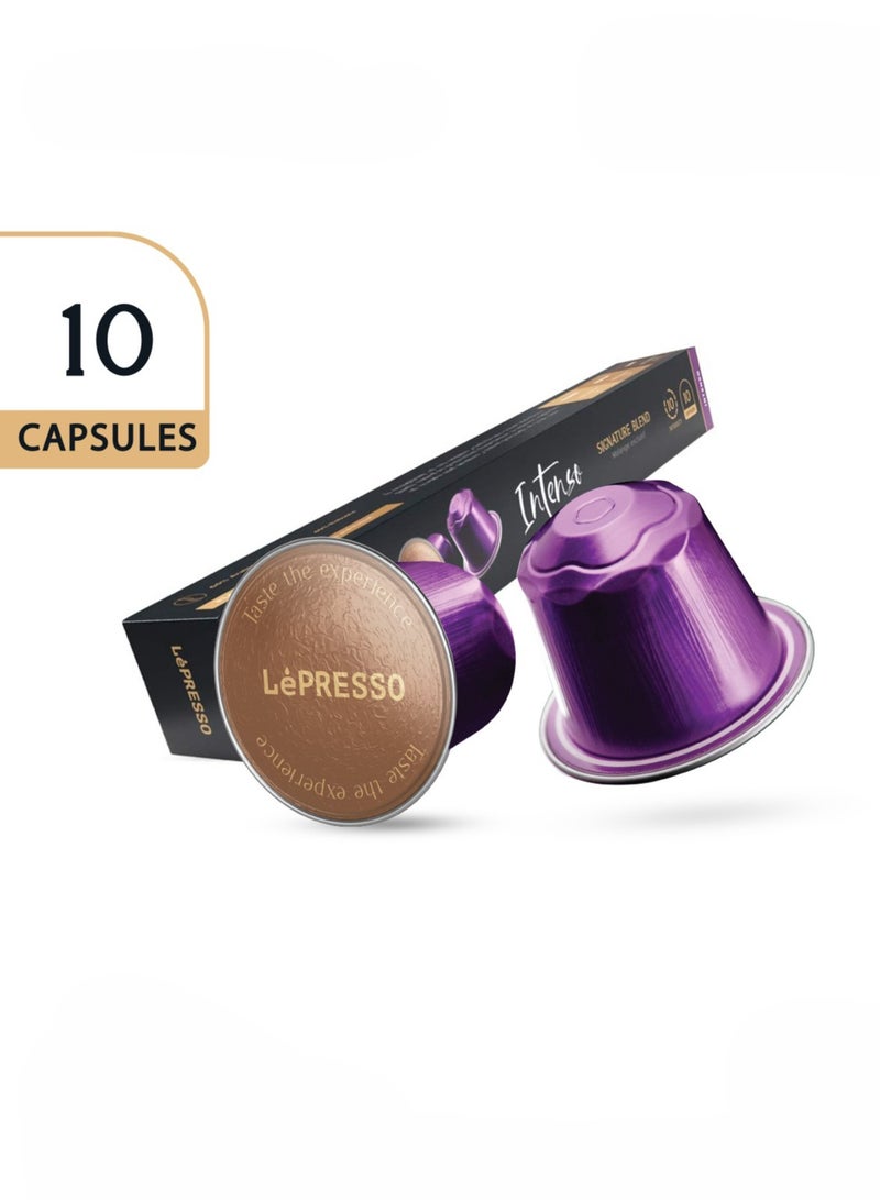LePRESSO Aluminum capsules for Nespresso Blended 10pc/ Intenso / 100% Premium Blend/ 100% Premium Blend/ 60% Arabica/ 40% Robusta - Image 1